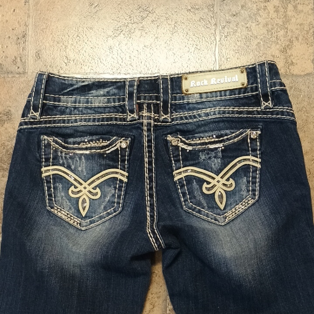 Rock Revival Distressed Becky Easy Capri Size 28